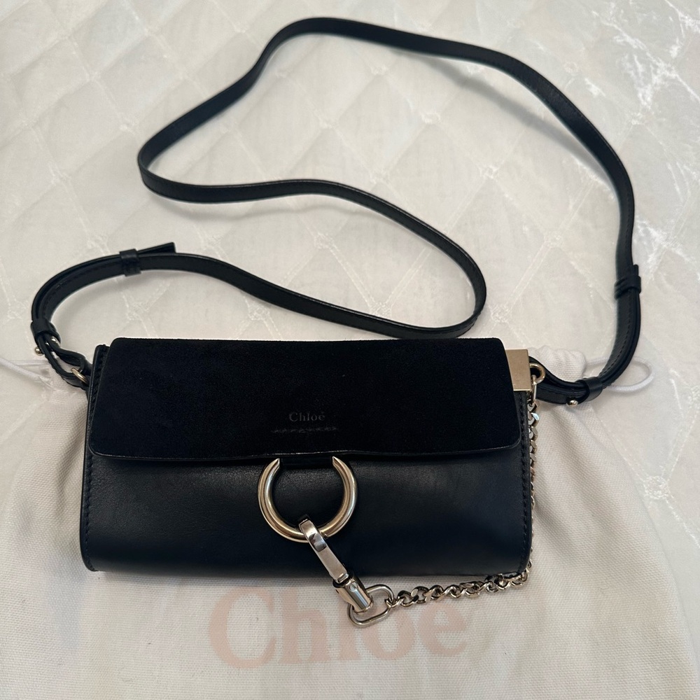 Chloé Black Suede and Leather Crossbody Small Crossbody Bag